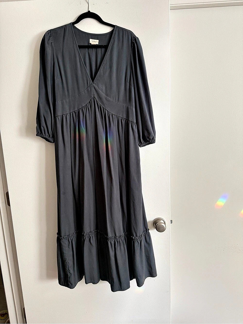 UpWest Dark Grey Linen Midi Dress Size Medium Like New